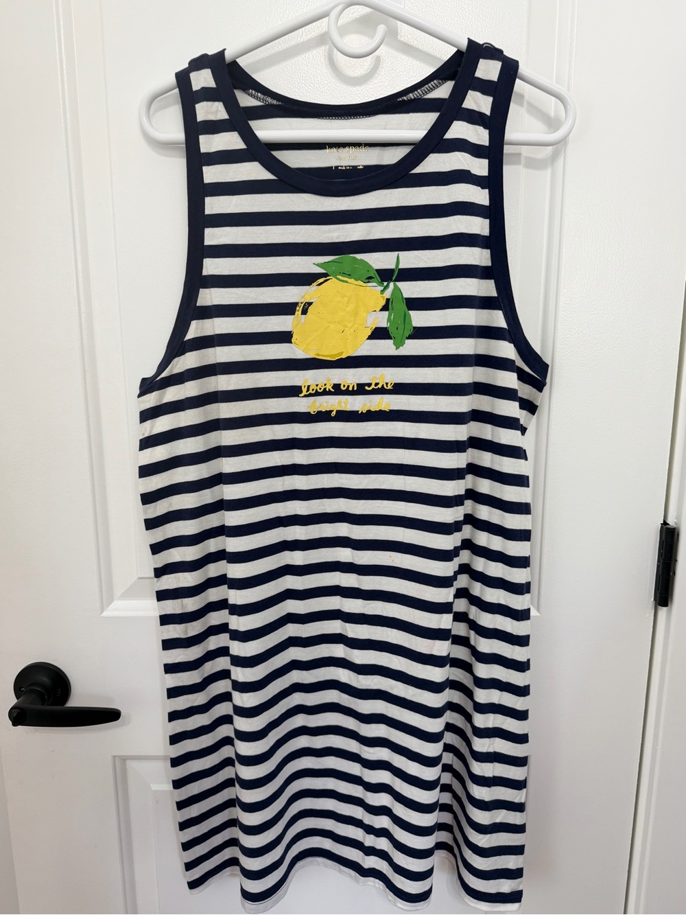 Kate Spade Striped Lemon Tank Dress Size L Look On The Bright Side Navy White